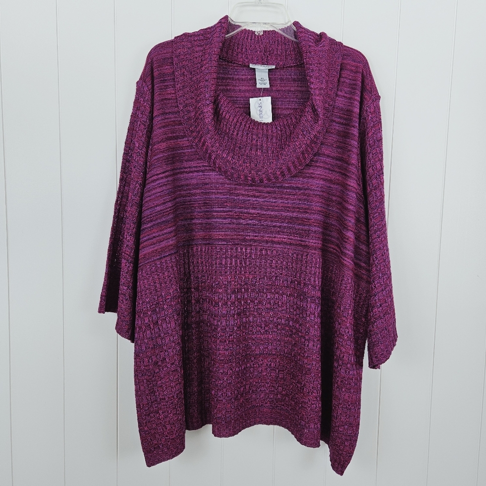 Catherines Sweater Purple Pullover Draped Cowl Neck Stretch Knit Womens 4x - Picture 8 of 8